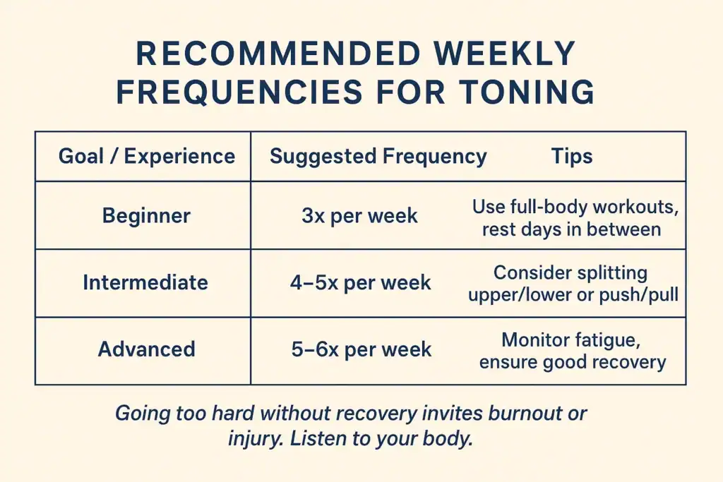 Graphic to show how often you should do exercise to help with toning Portsmouth 