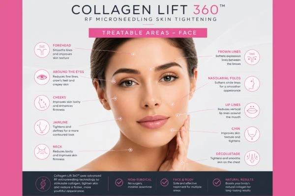 Collagen Lift 360 Portsmouth  to show areas of the face