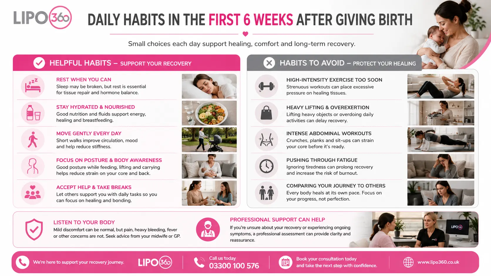 First 6 Weeks After Giving Birth To Avoid Diastasis Recti Portsmouth  : Daily Habits in the First 6 Weeks After Giving Birth 